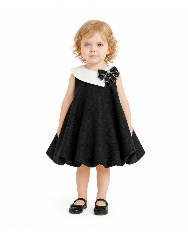 kids atelier tulleen Black Bow-Embellishment Dress