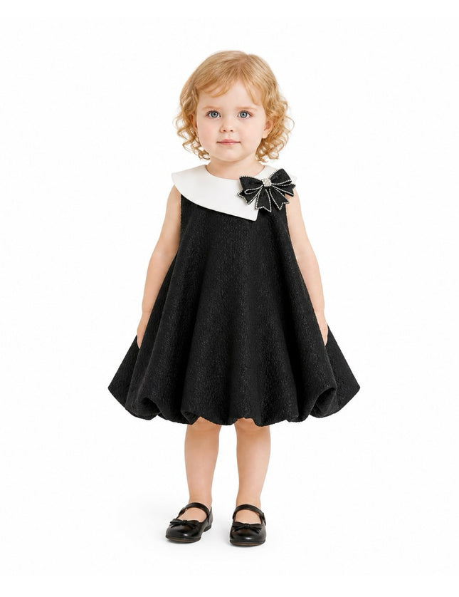 kids atelier tulleen Black Bow-Embellishment Dress