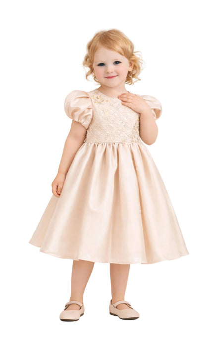 KA tulleen Champagne Altura Satin Bow Occasion Dress