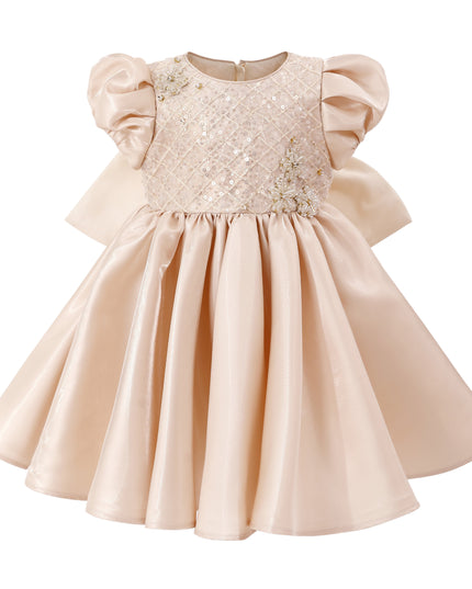 KA tulleen Champagne Altura Satin Bow Occasion Dress