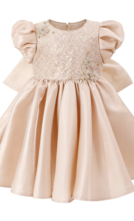 KA tulleen Champagne Altura Satin Bow Occasion Dress
