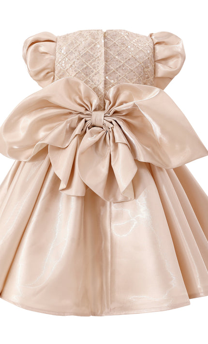 KA tulleen Champagne Altura Satin Bow Occasion Dress