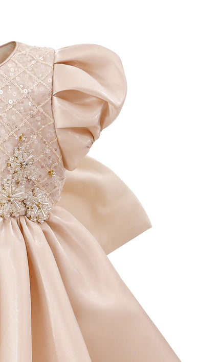 KA tulleen Champagne Altura Satin Bow Occasion Dress