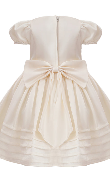 kids atelier tulleen Ivory Vistaine Floral-Embroidered Pleated Dress