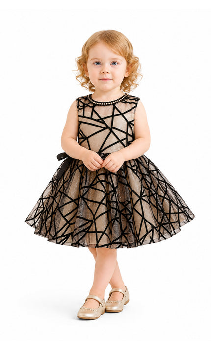 tulleen Beige Belvedra Pearl-Trim Ribbon Dress