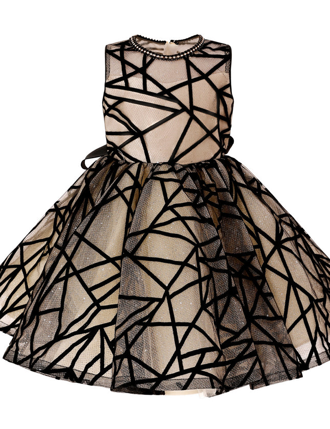 tulleen Beige Belvedra Pearl-Trim Ribbon Dress