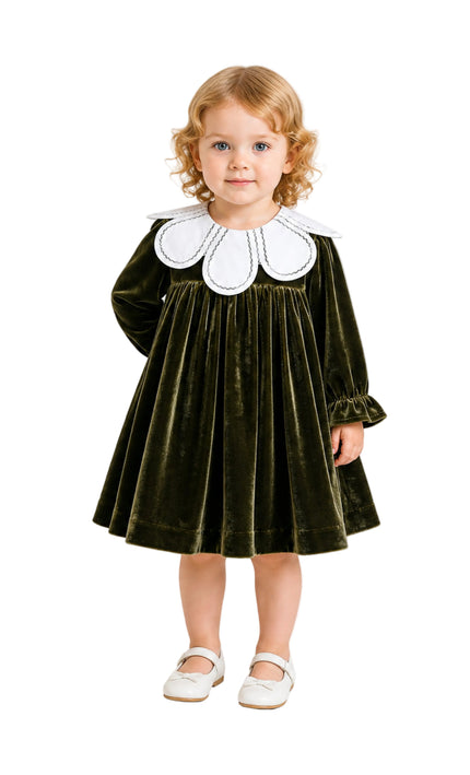 kids atelier tulleen Olive & Petal Velvet Dress