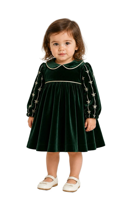 kids atelier tulleen Dark Green Velvet Dress