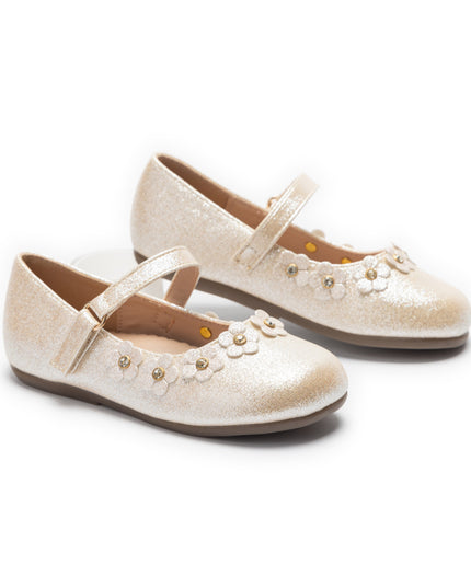 kids atelier tulleen Gold Aurelia Flower Shoes