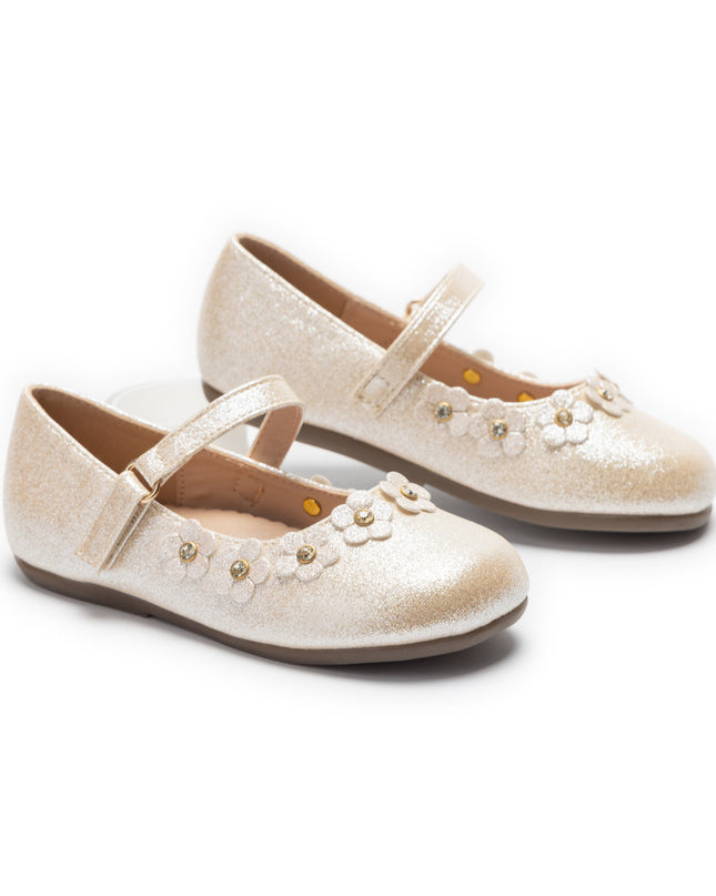 kids atelier tulleen Gold Aurelia Flower Shoes