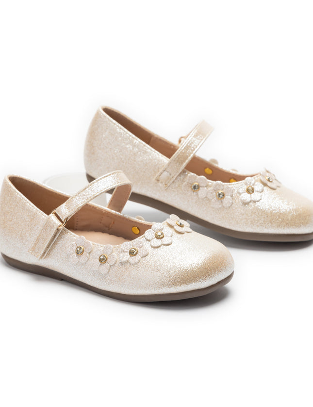 kids atelier tulleen Gold Aurelia Flower Shoes