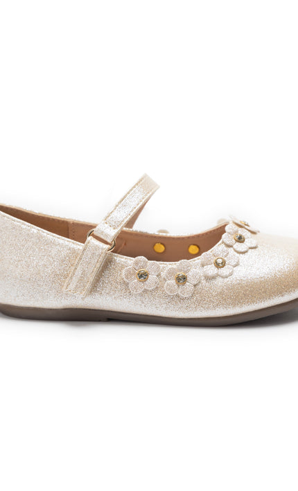 kids atelier tulleen Gold Aurelia Flower Shoes