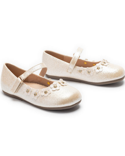 kids atelier tulleen Gold Aurelia Flower Shoes