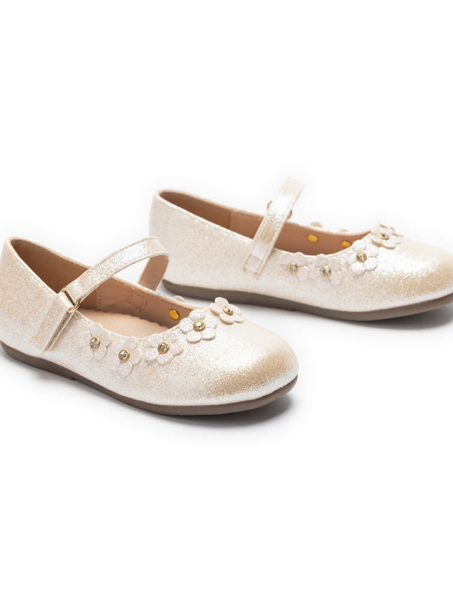 kids atelier tulleen Gold Aurelia Flower Shoes