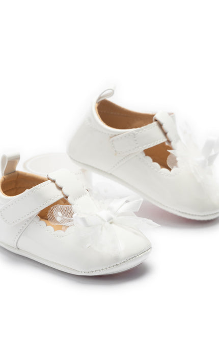 kids atelier tulleen White Amaris Bow Baby Shoes