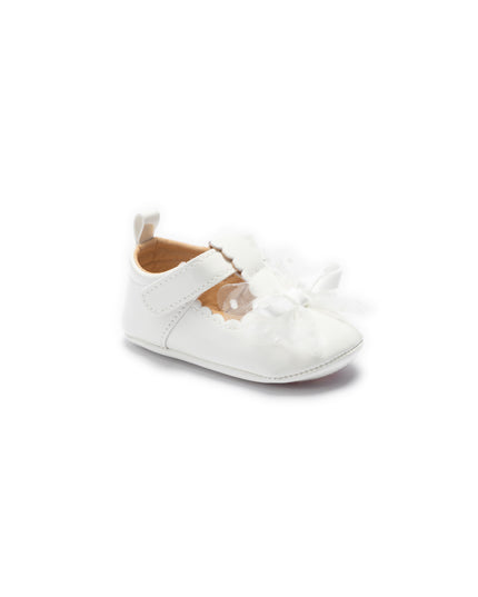 kids atelier tulleen White Amaris Bow Baby Shoes