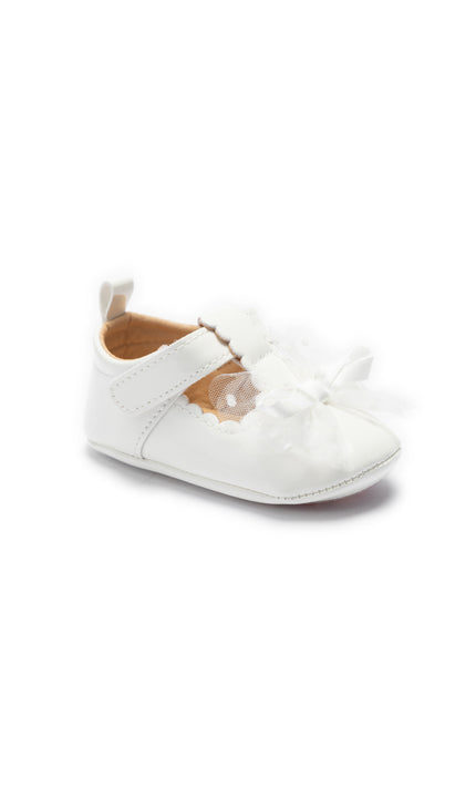 kids atelier tulleen White Amaris Bow Baby Shoes