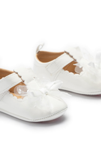 kids atelier tulleen White Amaris Bow Baby Shoes