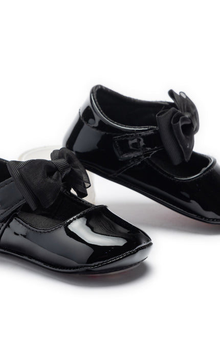 kids atelier tulleen Black Seraphina Bow Baby Shoes