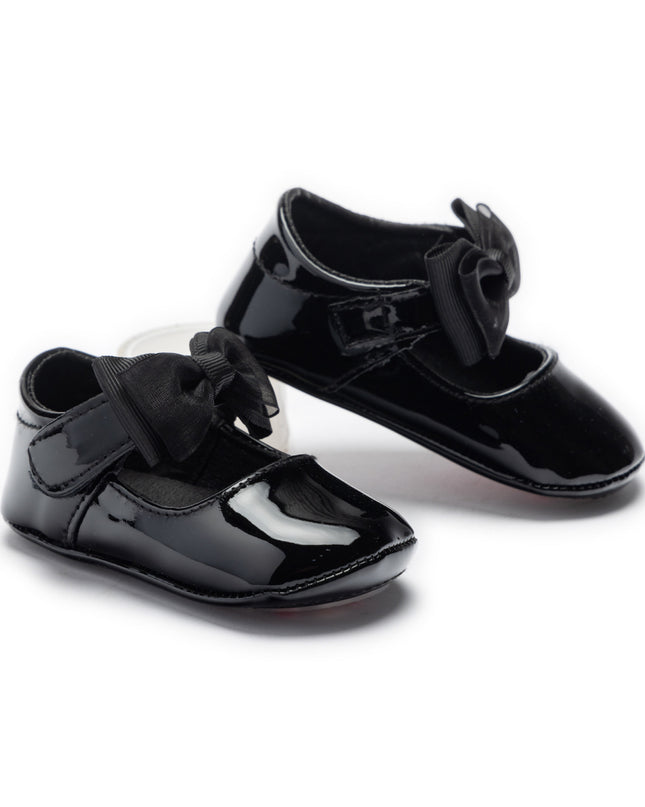 kids atelier tulleen Black Seraphina Bow Baby Shoes