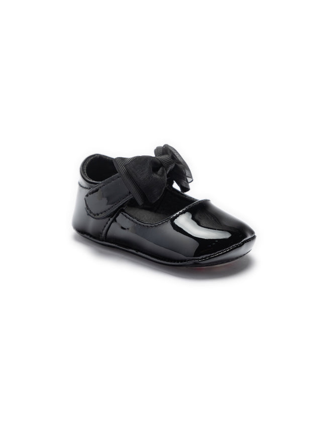 kids atelier tulleen Black Seraphina Bow Baby Shoes