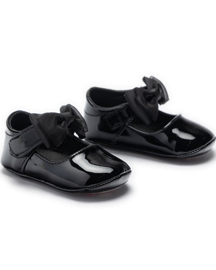 kids atelier tulleen Black Seraphina Bow Baby Shoes