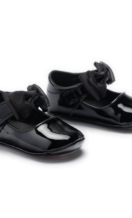 kids atelier tulleen Black Seraphina Bow Baby Shoes