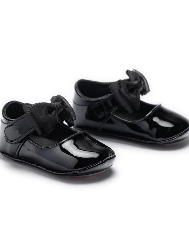 kids atelier tulleen Black Seraphina Bow Baby Shoes