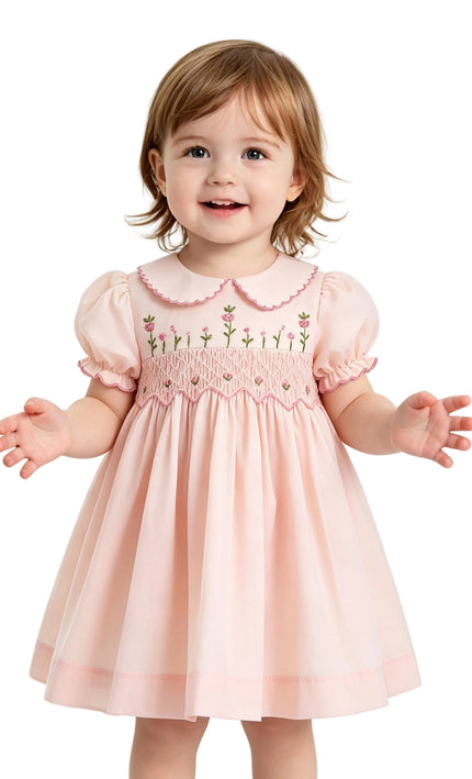 kids atelier tulleen Light Pink Arlette Smocked Dress