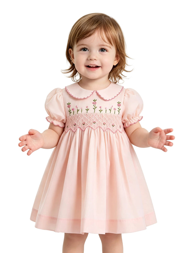 kids atelier tulleen Light Pink Arlette Smocked Dress