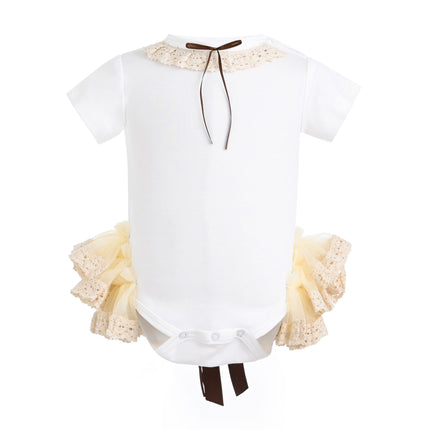 kids atelier tulleen White Elvira Lace Onesie