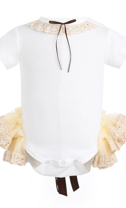 kids atelier tulleen White Elvira Lace Onesie