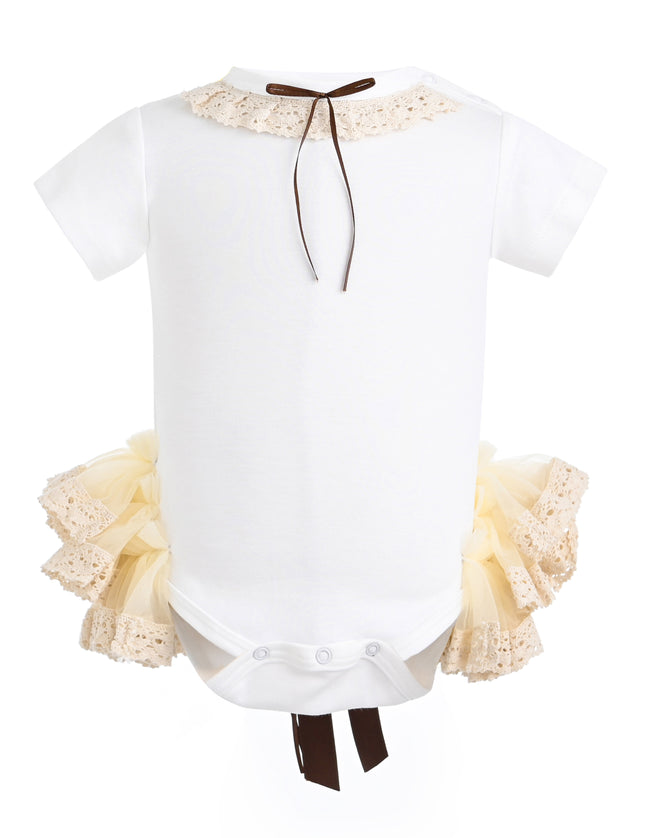 kids atelier tulleen White Elvira Lace Onesie