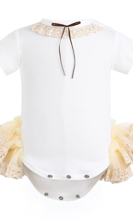kids atelier tulleen White Elvira Lace Onesie