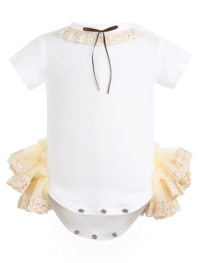 kids atelier tulleen White Elvira Lace Onesie