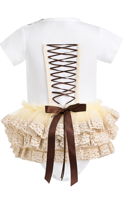 kids atelier tulleen White Elvira Lace Onesie