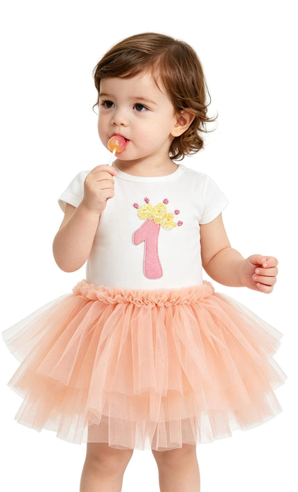 kids atelier tulleen Peach Reina Birthday Dress