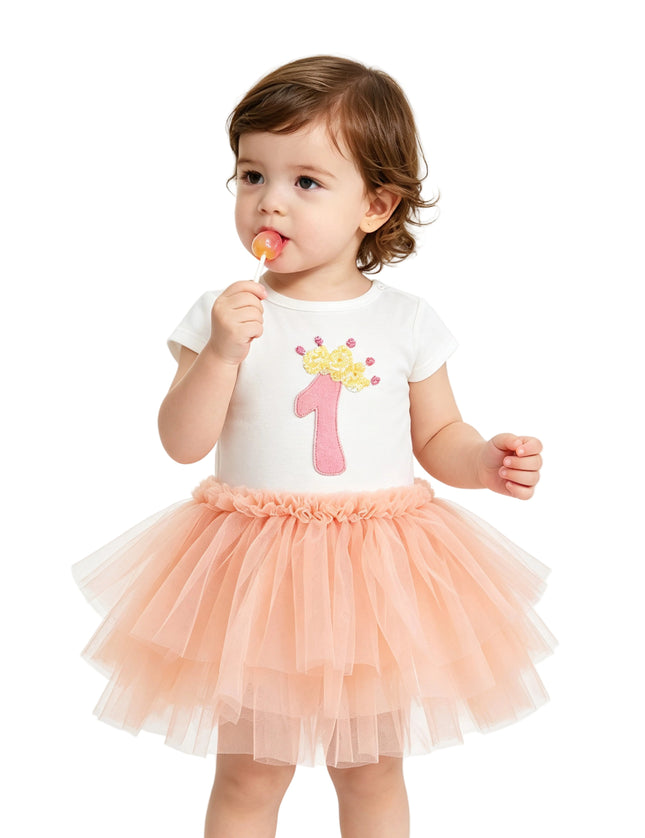 kids atelier tulleen Peach Reina Birthday Dress