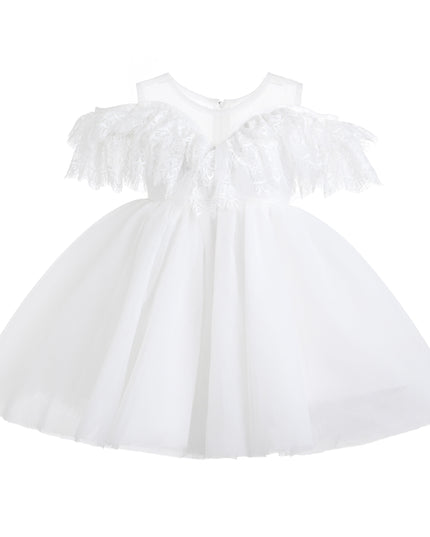 kids atelier tulleen White Estelle Off‑Shoulder Lace Dress