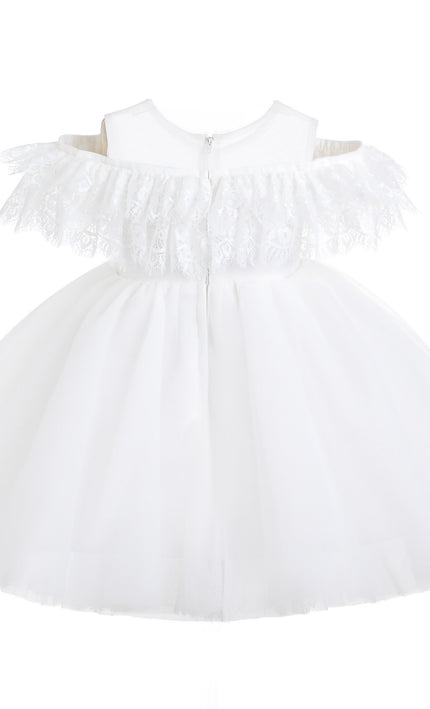 kids atelier tulleen White Estelle Off‑Shoulder Lace Dress