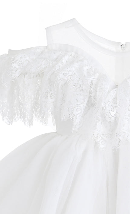 kids atelier tulleen White Estelle Off‑Shoulder Lace Dress