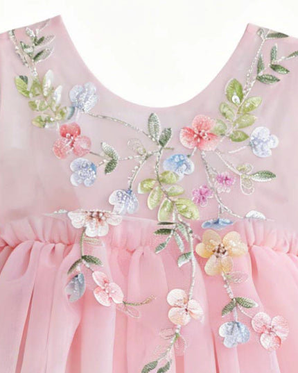 kids atelier tulleen Pink Rosella Floral Tulle Romper