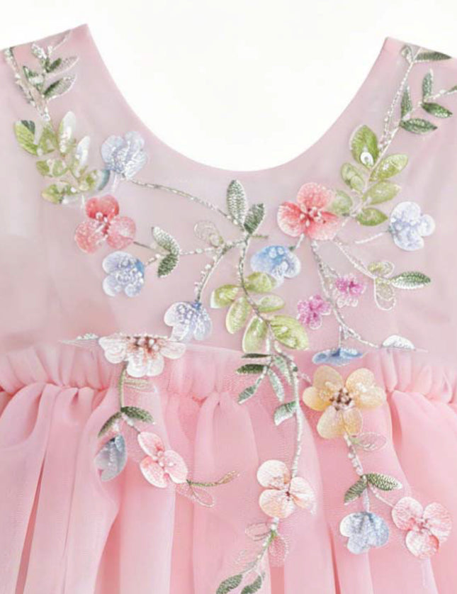kids atelier tulleen Pink Rosella Floral Tulle Romper