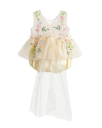 kids atelier tulleen Beige Rosella Floral Tulle Romper
