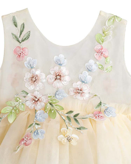 kids atelier tulleen Beige Rosella Floral Tulle Romper