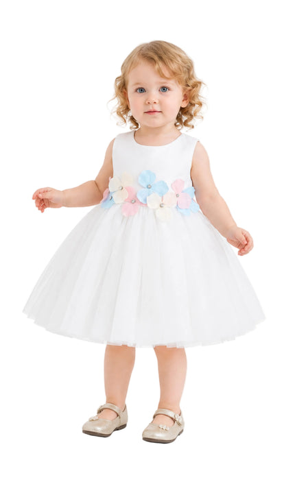 kids atelier tulleen White Elarisse Floral Waist BTUL Dress