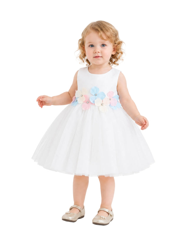 kids atelier tulleen White Elarisse Floral Waist Dress