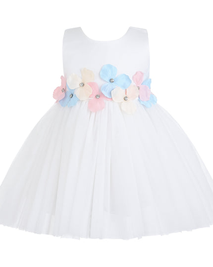 kids atelier tulleen White Elarisse Floral Waist BTUL Dress