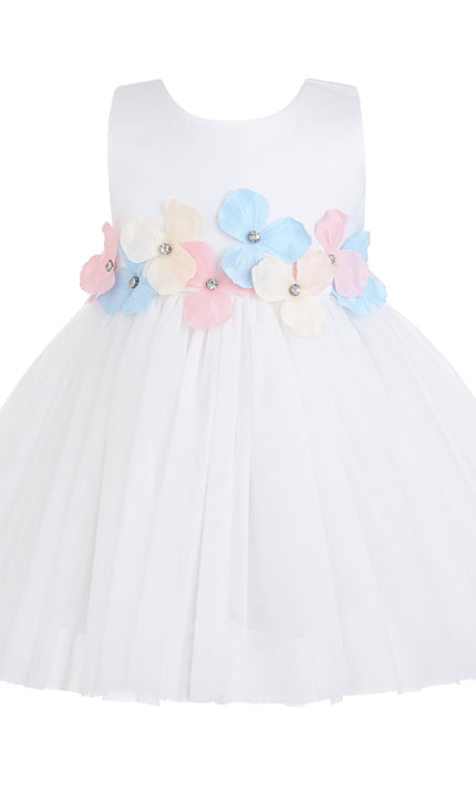 kids atelier tulleen White Elarisse Floral Waist BTUL Dress