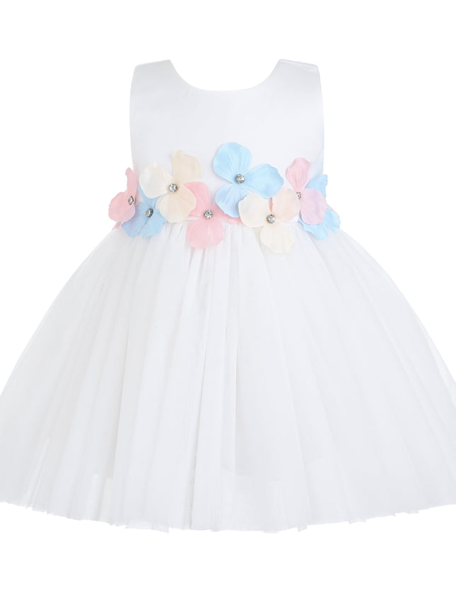 kids atelier tulleen White Elarisse Floral Waist BTUL Dress